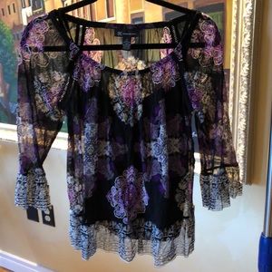 INC, Sheer/Cami 2 Piece, 3/4 Sleeve, Blouse